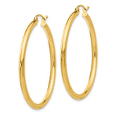 14K 2.5x40mm Polished Round Tube Hoop Earrings